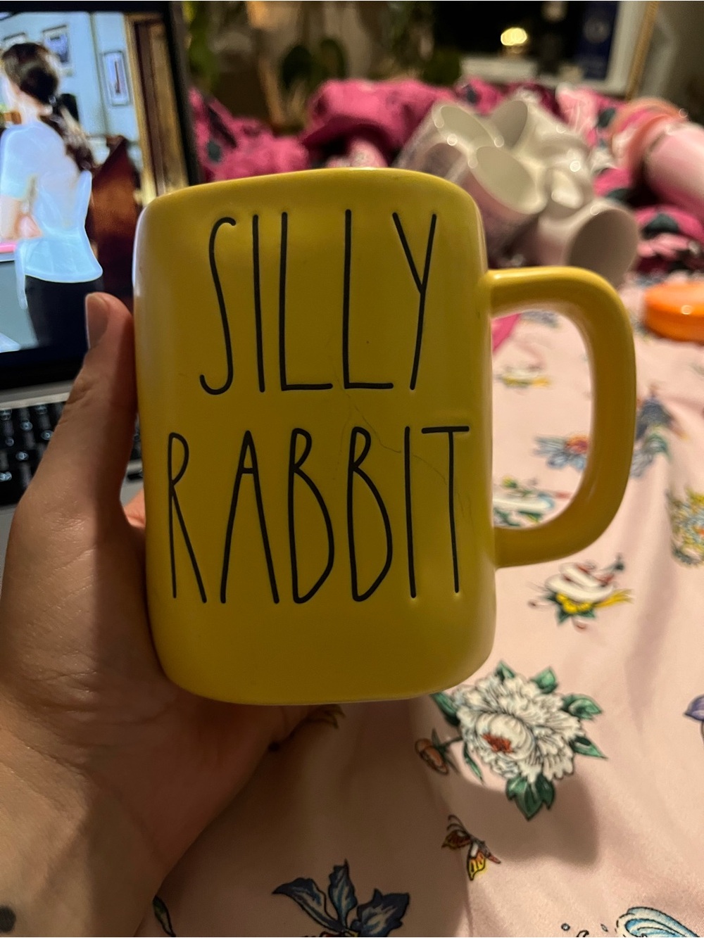 Rae Dunn Yellow 'SILLY RABBIT' Ceramic Mug